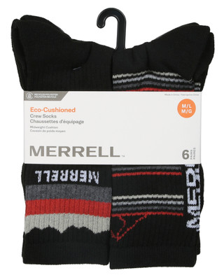 Thumbnail 1: Merrell Men's 6 Pk Eco-Cushioned Crew Socks 