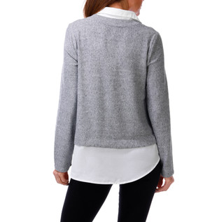 Thumbnail 2: RIO & RIAN Women's Long Sleeve Twofer Hacci Top 