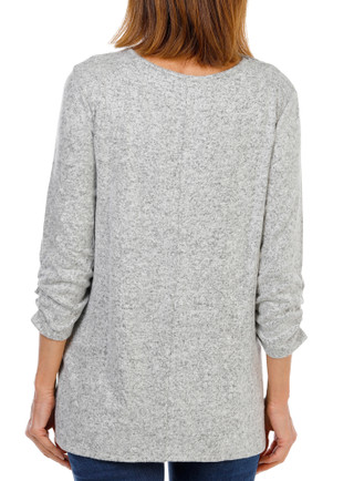 Thumbnail 2: Corvia Women's 3/4 Sleeve Hacci Button Neck Top 