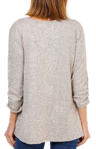 Thumbnail 2: Corvia Women's 3/4 Sleeve Hacci Button Neck Top 