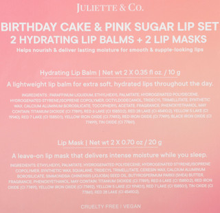 Thumbnail 2: Juliette & Co  4 Pc Birthday Cake & Pink Sugar Lip Balm Mask Set  