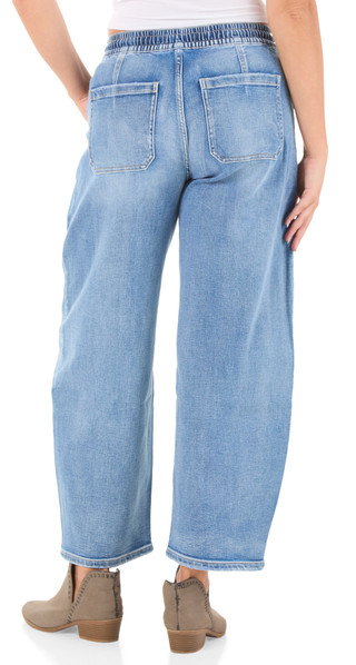 Thumbnail 2: VERVET Juniors High Rise Drawstring Wide Leg Crop Jeans 