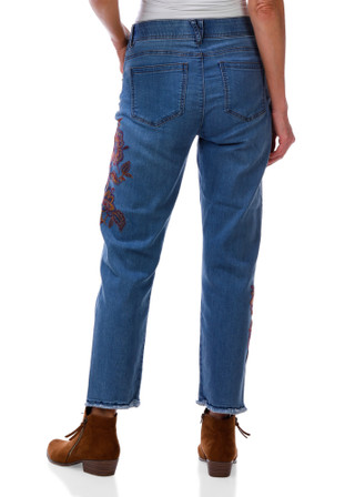 Thumbnail 2: Democracy Women's Floral Embroidered Straight Leg Jeans 