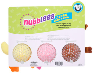 Thumbnail 2: CHASE N CHOMP 3 Pk Nubblees Spiky Squeaker Plush Dental Dog Toys 