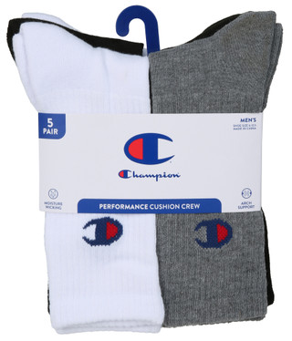 Thumbnail 1: Champion Men's 5 Pk Performance Cushion Crew Socks  