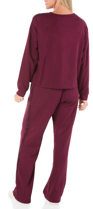 Thumbnail 2: MAGASCHONI Women's 2 Pc Rhinestone Crew Neck Pants Set 