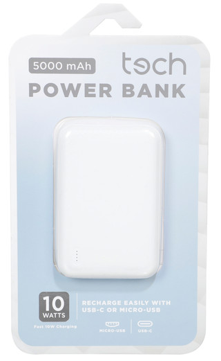 Thumbnail 1: Tech 5000 mAh USB-C Portable Power Bank  
