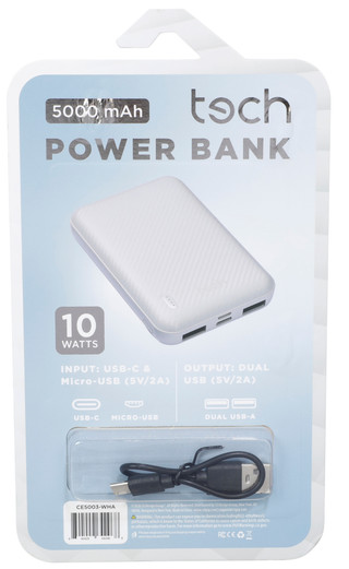 Thumbnail 2: Tech 5000 mAh USB-C Portable Power Bank  