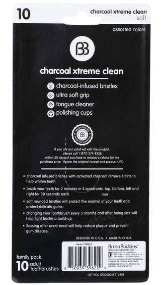 Thumbnail 2: BRUSH BUDDIES 10 Pk Charcoal Xtreme Clean Toothbrushes  