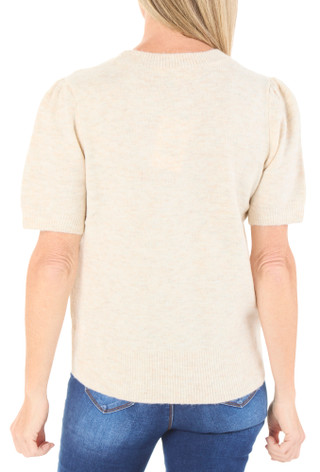 Thumbnail 2: Parker Women's Short Sleeve Jewel Neck Cozy Sweater Top 