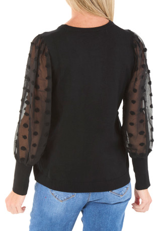 Thumbnail 2: Adrianna Papell Women's Long Mesh Sleeve Sweater Top 