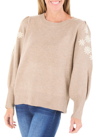 Thumbnail 1: Zac & Rachel Women's Embroidered Shoulder Long Sleeve Sweater 