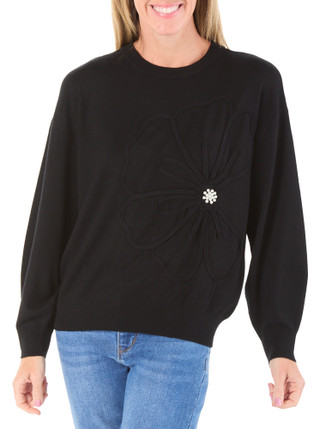 Thumbnail 1: Zac & Rachel Women's Soutache Embroidered Sweater w/ Pearls 