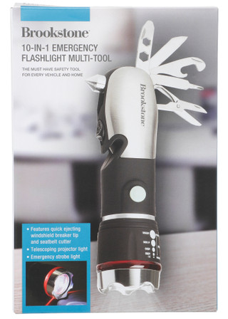 Thumbnail 1: Brookstone 10-in-1 Emergency Flashlight Multi-Tool For Home & Auto 