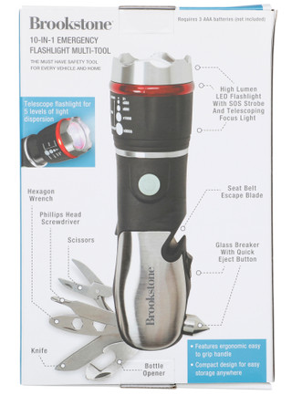 Thumbnail 2: Brookstone 10-in-1 Emergency Flashlight Multi-Tool For Home & Auto 
