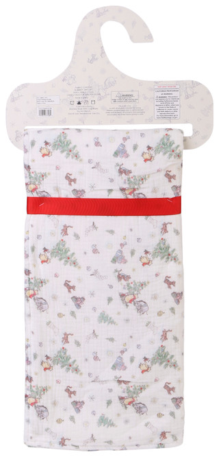 Thumbnail 2: Winnie The Pooh 38x28 Christmas Pooh & Friends Muslin Blanket  