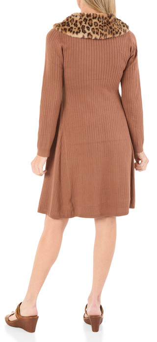 Thumbnail 2: Lucky Brand Women's Button Front Sweater Dress w/ Faux Fur Collar 