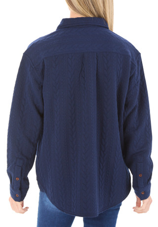 Thumbnail 2: Lands' End Women's Button Front Cable Shacket 