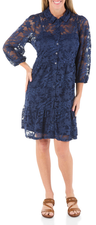 Thumbnail 1: Lucky Brand Women's 3/4 Sleeve Lined Lace Button Dress 
