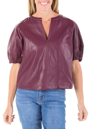 Thumbnail 1: Steve Madden Women's Notch Neck Balloon Sleeve Top  