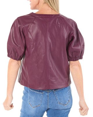 Thumbnail 2: Steve Madden Women's Notch Neck Balloon Sleeve Top  