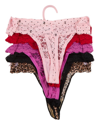 Thumbnail 2: Juicy Couture Women's 5 Pk Lace Trim Thong Panties  