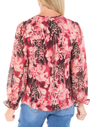 Thumbnail 2: ADRIENNE VITTADINI Women's Double Ruffle Yoke Front Printed Blouse 