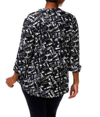 Thumbnail 2: Cocomo Women's Plus 3/4 Sleeve Front Pleat Split Neck Top 