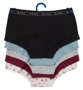 Thumbnail 2: Aeropostale Women's 5 Pk Ribbed Logo Waistband Boyshort Panties  