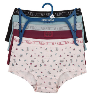 Thumbnail 1: Aeropostale Women's 5 Pk Ribbed Logo Waistband Boyshort Panties  