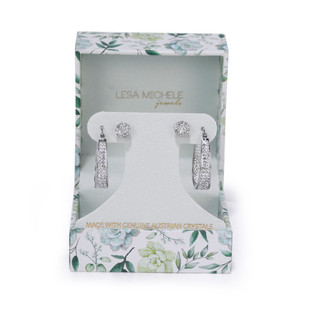 Thumbnail 1: Lesa Michele 2 Pk Crystal Stud & Hoop Earrings Set 