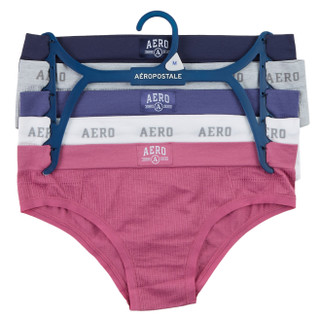 Thumbnail 1: Aeropostale Women's 5 Pk Ribbed Logo Waistband Bikini Panties  