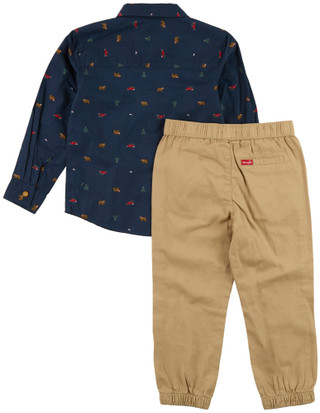 Thumbnail 2: Wrangler Little Boys 2 Pc Christmas Button Front Shirt & Pants Set 