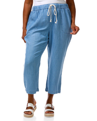 Thumbnail 4: Workshop Republic Clothing Women's Plus Tencel Tie Waist Pants 