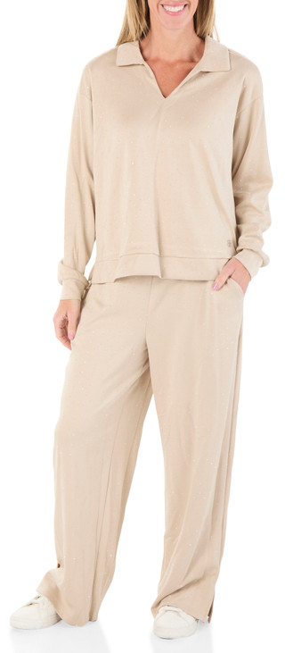 Thumbnail 1: ADRIENNE VITTADINI Women's 2 Pc V-Neck Wide Leg Studded Pants Set 