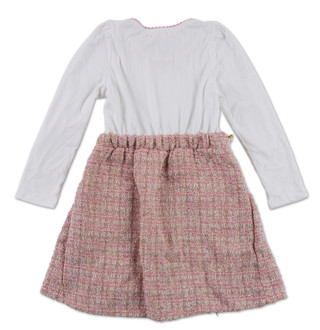 Thumbnail 2: Love Squared Little Girls Lined Tweed Skirt Dress with Pearl Belt 