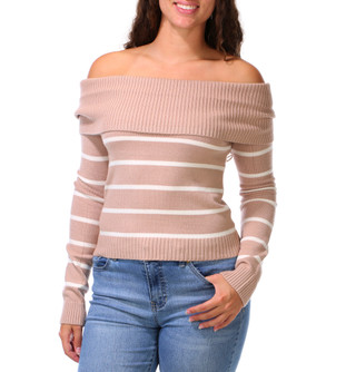 Thumbnail 1: Pink Rose Juniors Off-The-Shoulder Sweater 
