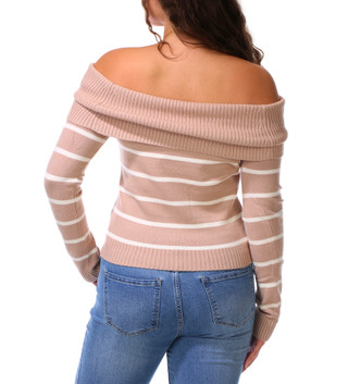 Thumbnail 2: Pink Rose Juniors Off-The-Shoulder Sweater 