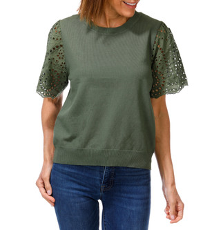 Thumbnail 1: Nanette Lepore Women's Eyelet Sleeve Sweater Top 