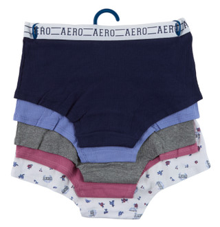 Thumbnail 2: Aeropostale Women's 5 Pk Ribbed Boy Cut Logo Panties 