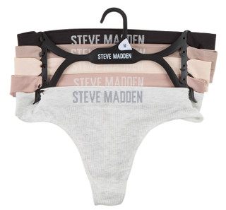 Thumbnail 1: Steve Madden Juniors 5 Pk Ribbed Seamless Thong Panties 