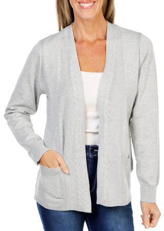 Thumbnail 1: Love Scarlett Women's 2 Pocket Mixed Cable Open Cardigan 