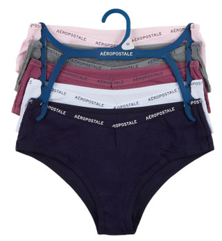 Thumbnail 1: Aeropostale Women's 5 Pk Logo Waistband Ribbed Bikini Panties  