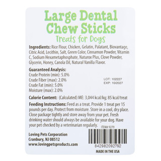 Thumbnail 2: Loving Pets 16 oz Large Dental Chew Sticks Dog Treats  