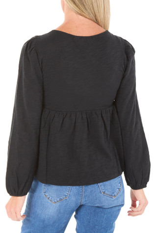 Thumbnail 2: Lucky Brand Women's Long Sleeve Embroidered Square Neck Top 
