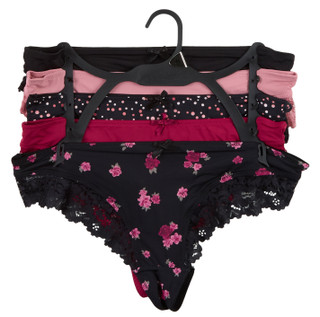 Thumbnail 1: Marilyn Monroe Women's 5 Pk Floral Lace Trim Thong Panties  
