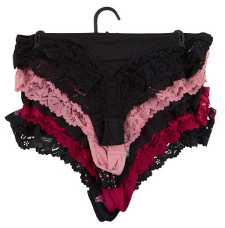 Thumbnail 2: Marilyn Monroe Women's 5 Pk Floral Lace Trim Thong Panties  