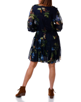 Thumbnail 2: Cece Women's Long Sleeve Tiered Flutter V-Neck Dress 