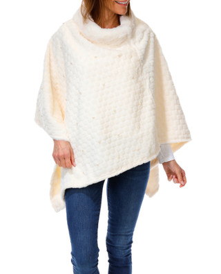 Thumbnail 1: Nanette Lepore Women's Fur Turtleneck Rhinestone Poncho 