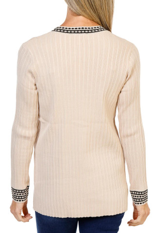 Thumbnail 2: Rio & Ryan  Women's Ribbed Open Front Cardigan with Decorative Hems 